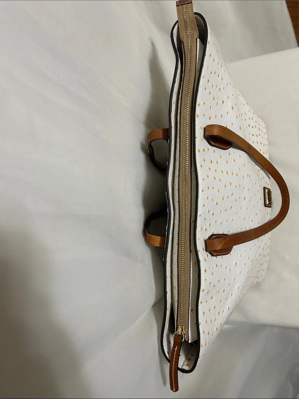 Dooney & Bourke Ostrich Tote In Bone